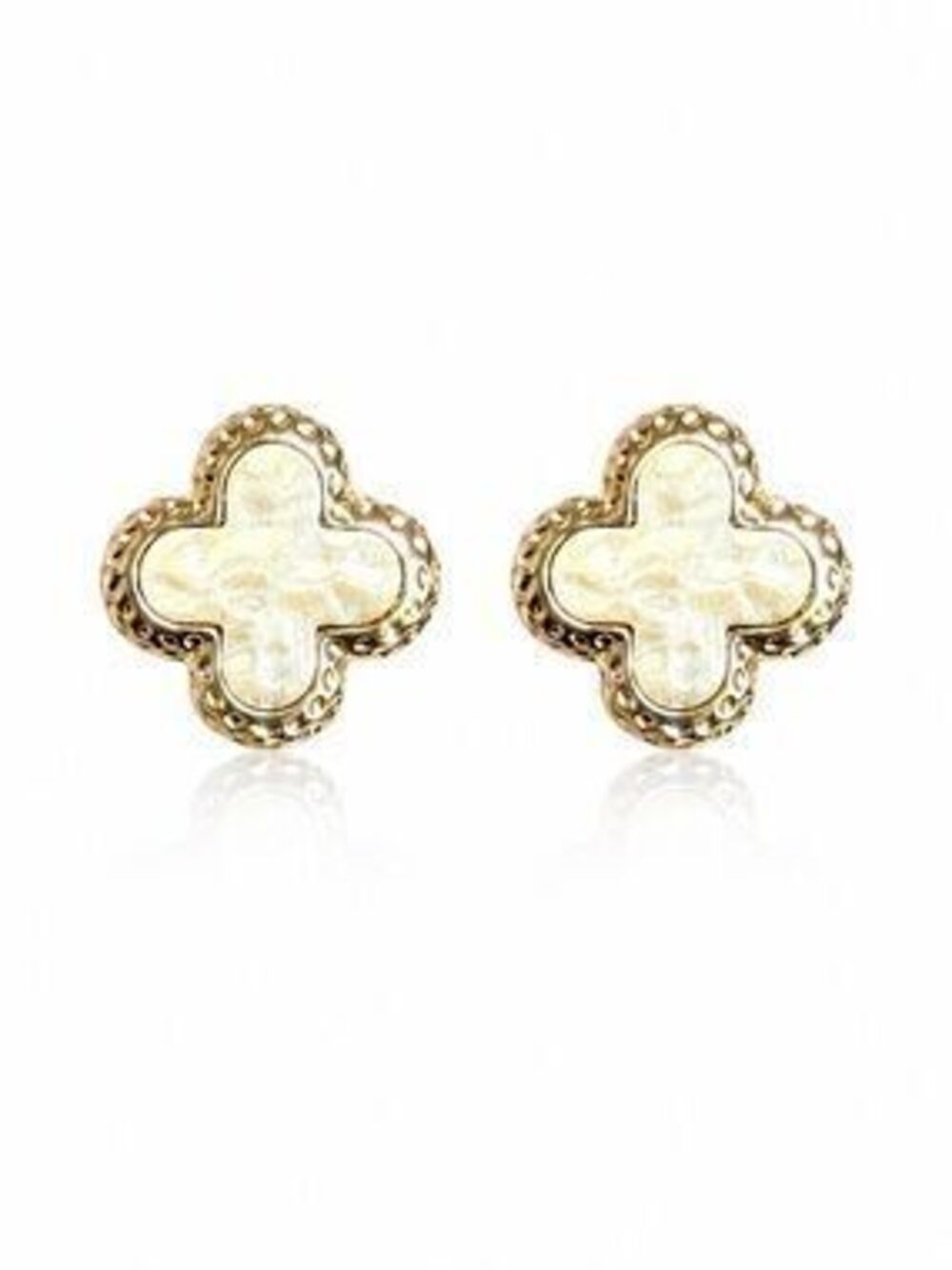 Italian Style Gold Four-Leaf Clover Stud Earrings